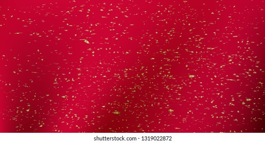 Golden glitter texture isolated on red background. Festive design pattern. Golden Explosion Of Confetti.  Vector Illustration