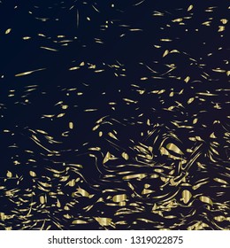 Golden glitter texture isolated on dark background. Festive design pattern. Golden Explosion Of Confetti.  Vector Illustration