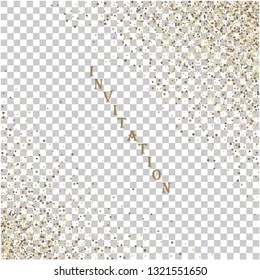 Golden glitter texture isolated on transparent background. Vector illustration for golden shimmer background. Sold gift card, voucher certificate.