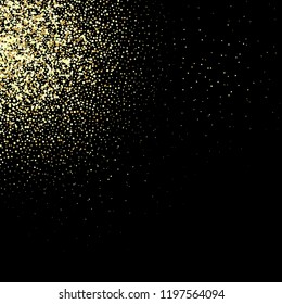 Golden glitter texture on a black background Golden explosion of confetti.