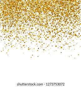 Golden glitter texture on a white background. 