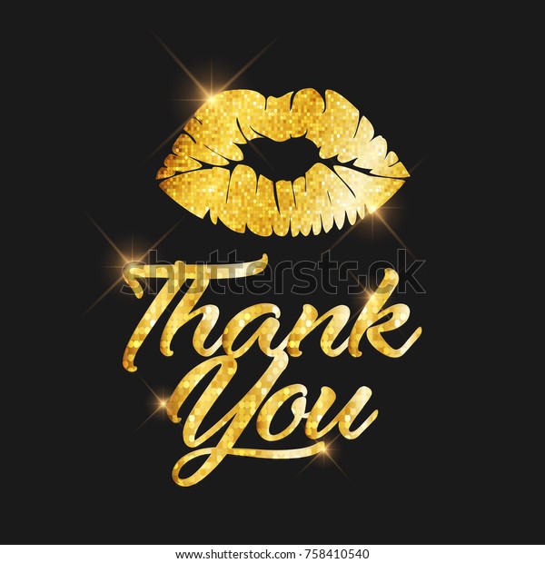 Golden Glitter Thank You Text Sexy Stock Vector Royalty