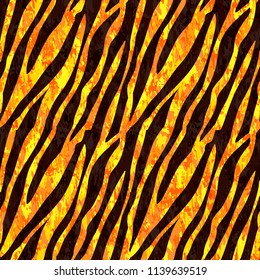 Golden glitter tiger seamless pattern. Animal print. Vector background for fabric,textile, wrapping.  