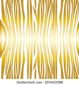 Golden glitter tiger or zebra seamless pattern. Gold foil texture of animal skin. Vector background illustration.