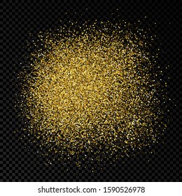 Golden glittering backdrop on a dark transparent background. Background with gold glitter effect and empty space for your text.  Vector illustration