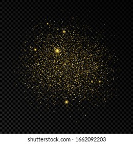 Fondo dorado y brillante sobre un fondo oscuro y transparente. Fondo con efecto de brillo dorado y espacio vacío para el texto. Ilustración del vector