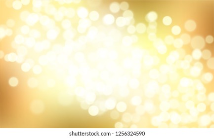 Golden glittering background with bokeh effect. Gold twinkled light backdrop for Wedding or Christmas xmas card . Vector Illustration.