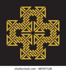 Golden glittering Celtic cross