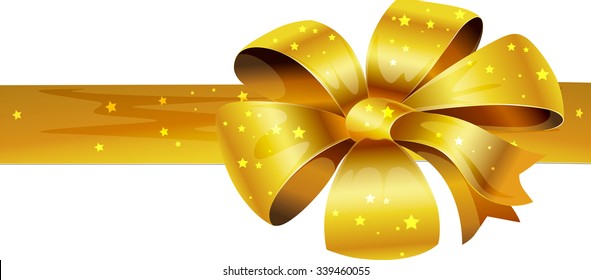 Golden glittering Christmas bows - vector illustration