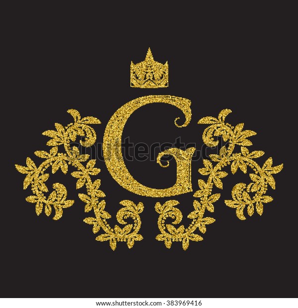 Golden Glittering Letter G Monogram Vintage Stock Vector (Royalty Free ...