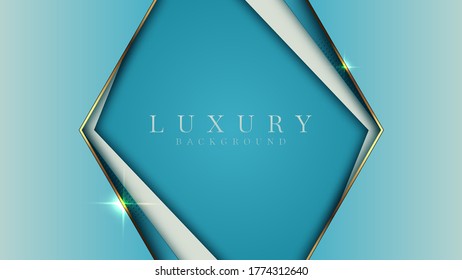 Golden glittering lines and halftone on a blue color . Abstract background about luxury.