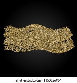Golden glittering shape. Hand made golden brush stroke for design.