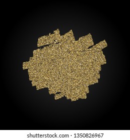 Golden glittering shape. Hand made golden brush stroke for design.