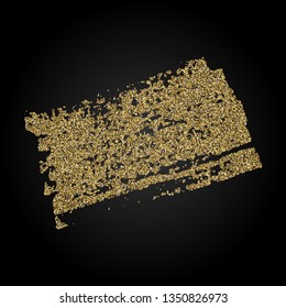 Golden glittering shape. Hand made golden brush stroke for design.