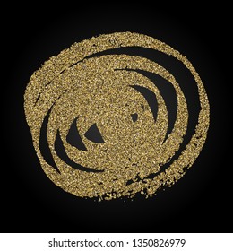 Golden glittering shape. Hand made golden brush stroke for design.