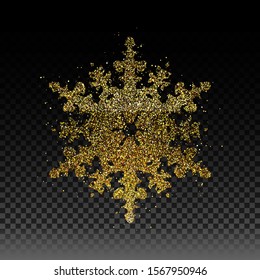 Golden Glittering Snowflake Vector Illustration. New Year and Christmas Design Element.