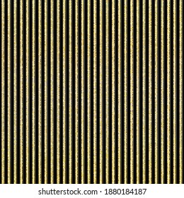 Golden glittering striped pattern. Vertical gold stripes. Black background.