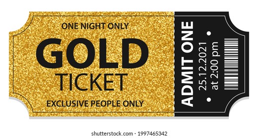 Golden Glittering Stub Ticket Template
