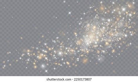 Golden Glitter.Light Effect.Glitzernder Partikelhintergrund. Goldstaub auf transparentem Hintergrund.