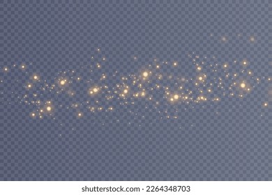 Golden glitter.Light effect.Glittering particles background. Gold dust on a transparent background.