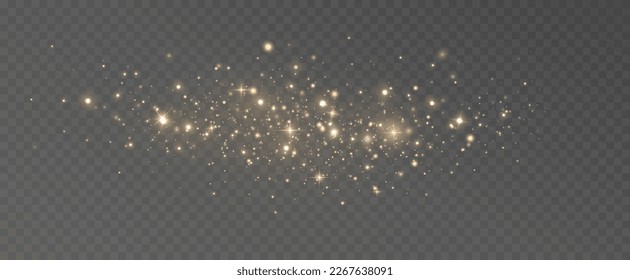 Golden glitter.Light effect.Glittering particles background. Gold dust on a transparent background.