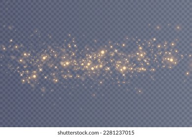 Golden glitter.Light effect.Glittering particles background. Gold dust on a transparent background.