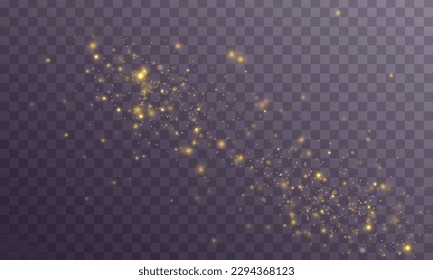 Golden glitter.Light effect.Glittering particles background. Gold dust on a transparent background.	