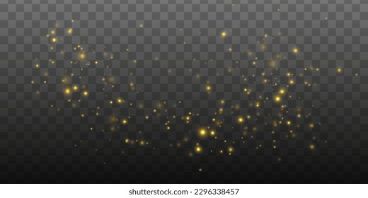 Golden glitter.Light effect.Glittering particles background. Gold dust on a transparent background.	