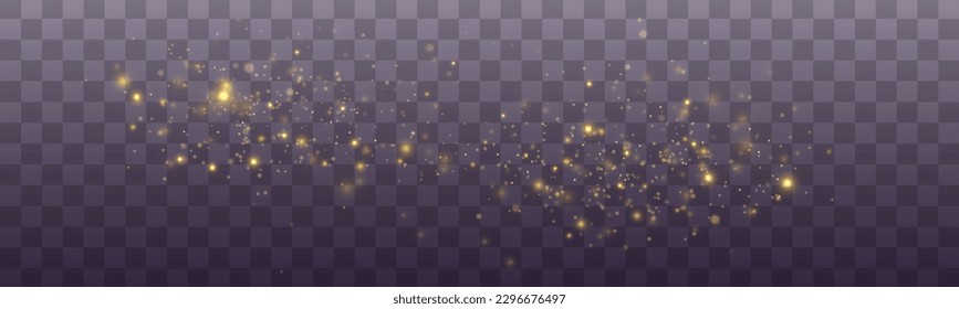 Golden glitter.Light effect.Glittering particles background. Gold dust on a transparent background.	