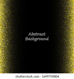 Golden glittery horizontal frame. Bright shining background with golden particles. Vector illustration for your graphic design.