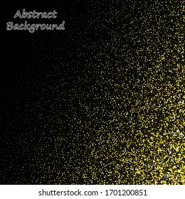Golden glittery horizontal frame. Bright shining background with golden particles. Vector illustration for your graphic design.