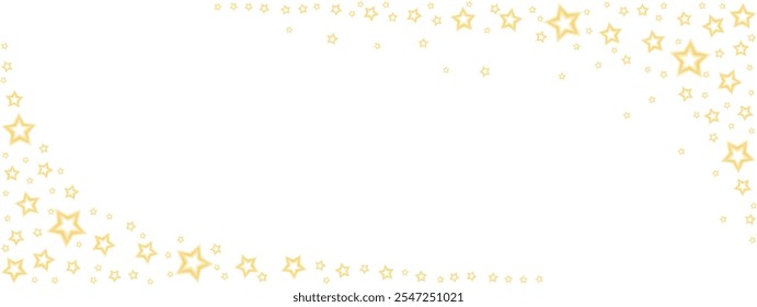 Golden glittery stars with aura , sparkling Christmas confetti banner with frame Shimmering beautiful abstract template. Glittery holiday vector background .