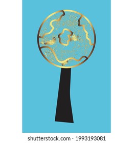 Goldenes Globus-Symbol mit Textur, Vektorgrafik