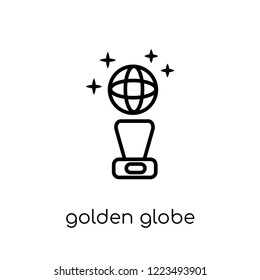 Golden globe icon. Trendy modern flat linear vector Golden globe icon on white background from thin line Cinema collection, editable outline stroke vector illustration