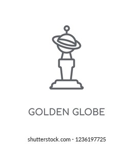 Golden globe linear icon. Modern outline Golden globe logo concept on white background from Cinema collection. Suitable for use on web apps, mobile apps and print media.