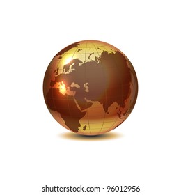 Globo de oro con sombra en blanco, Ilustración vectorial, eps 10, 9 capas, fácil de editar.