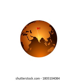 Vector del Globo de Oro con bandera hindú roja   