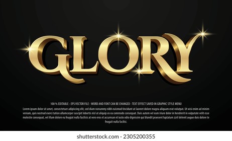Golden glory editable text effect template with 3d style use for logo and business brand