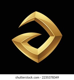 Golden Glossy 3d Spiky Letter A on a Black Background