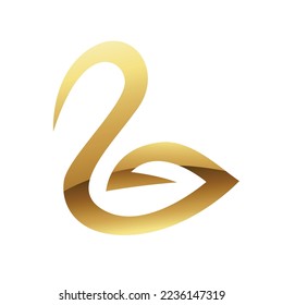 Golden Glossy Abstract Swan on a White Background
