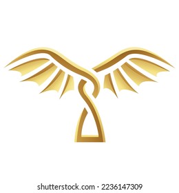 Golden Glossy Abstract Wings on a White Background - Icon 5