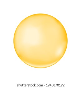 Golden glossy bubble. Collagen drop, keratin, serum, jojoba cosmetic oil, vitamin A or E, omega fatty acid ball. Vector realistic illustration.