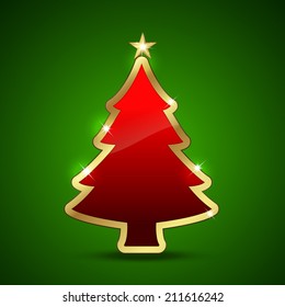 Golden and glossy Christmas tree Vector illustration. Easy to edit.