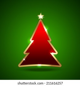 Golden and glossy Christmas tree Vector illustration. Easy to edit.
