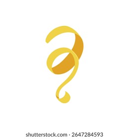 Golden Glossy Glitter Ribbon for Party Holiday Background. Isolated on White Background Design Element. Vector Illustration for your design