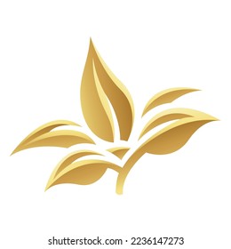Golden Glossy Leaves on a White Background - Icon 4