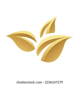 Golden Glossy Leaves on a White Background - Icon 2