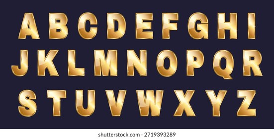 Letras doradas brillantes. Alfabeto de Vector aislado.