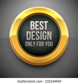 Golden glossy plate on metal grid(vector illustration)