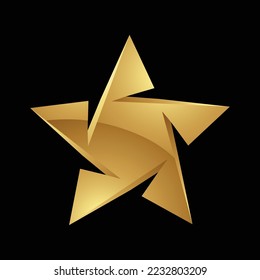 Forma de estrella brillante dorada sobre fondo negro